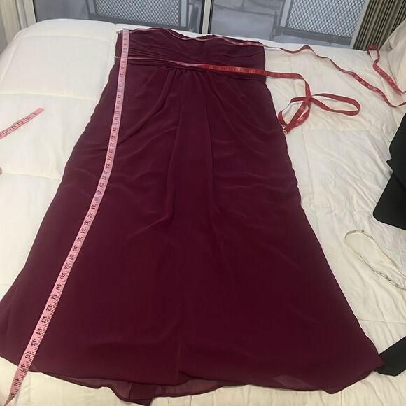 David’s Bridal Dress Sangria Maroon Long 💯 Polyester Strapless Gown Slimming - Picture 12 of 12